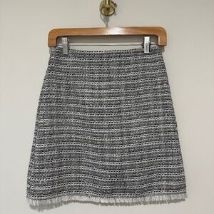 Loft Petite Black & White Tweed Mini Skirt - 0P